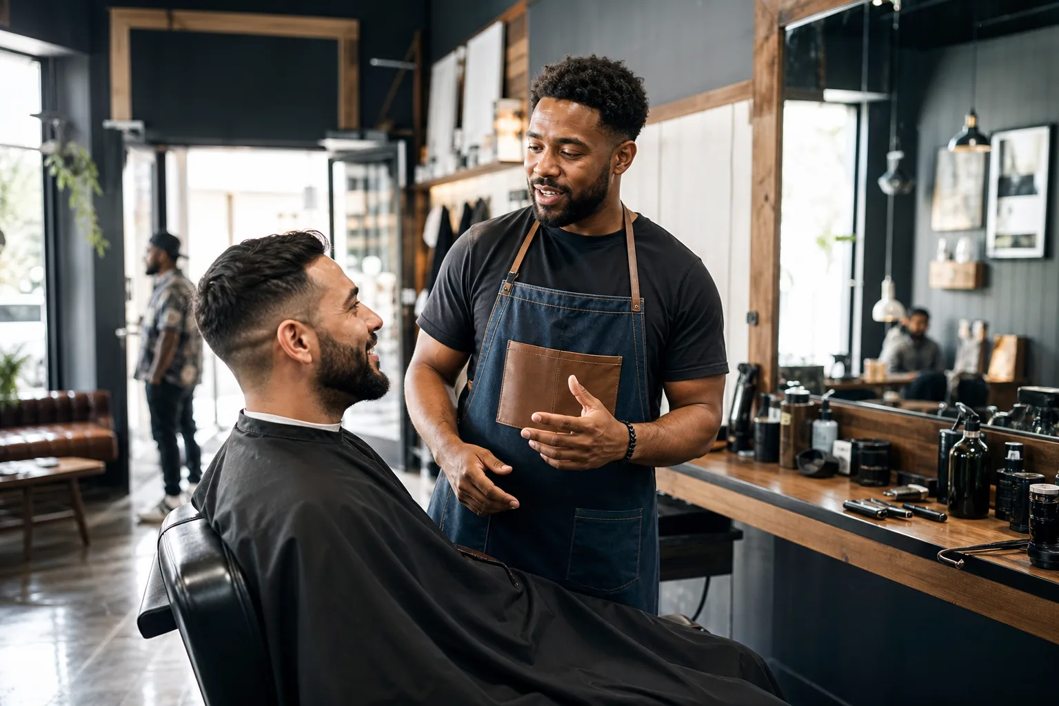 A Chicago-area local business owner helping a customer
